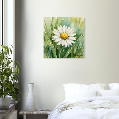 NATURMAEDEL CREATIV DESIGN - WANDBILD AUF  BIRKENHOLZ - AQUARELL „GAENSEBLUEMCHEN“ - HOME & LIVING - SCHLAFZIMMER - HERZENSGESCHENKE -  Designed by Verena u. Janina Boehler, VerJa.ME - 1.7 - www.naturmaedel.shop - 