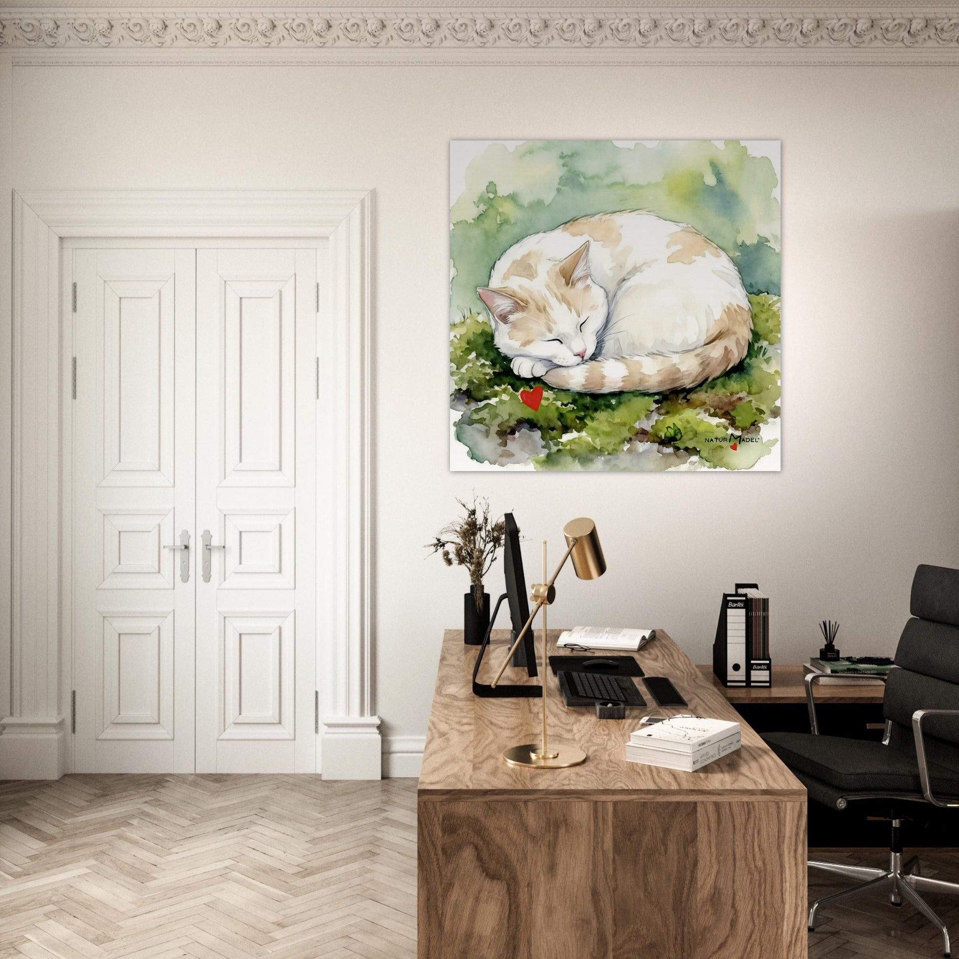 NATURMAEDEL® CREATIV DESIGN "KATER CARLO" - AQUARELL KUNST-POSTER - Museumsqualitaet 250g Premiumpapier - GLUECKSGEFÜHLE PUR - Wandbild Buero Arbeitszimmer -  Design Verena u. Janina Boehler by VerJa.ME® - 1.15 - www.naturmaedel.shop - 
