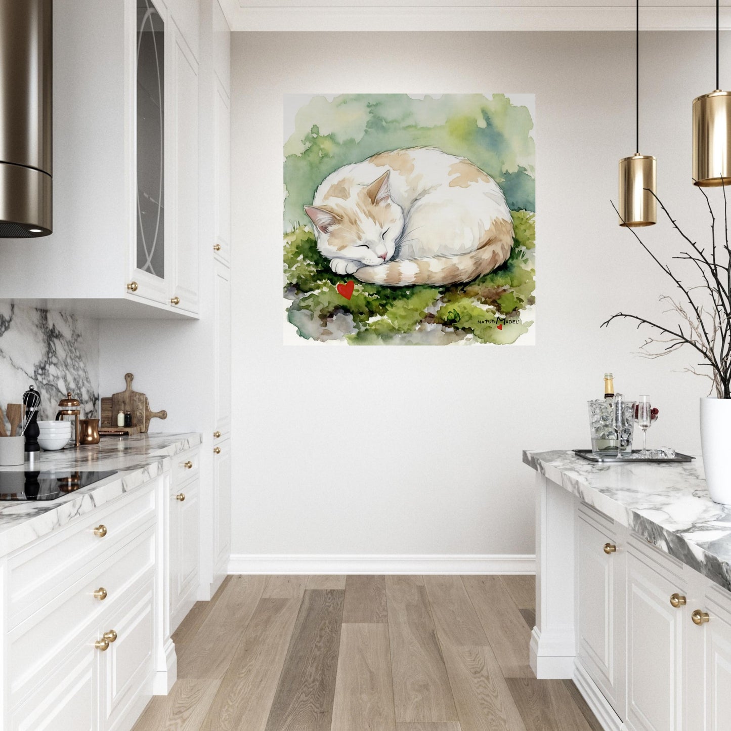 NATURMAEDEL® CREATIV DESIGN "KATER CARLO" - AQUARELL KUNST-POSTER - Museumsqualitaet 250g Premiumpapier - GLUECKSGEFÜHLE PUR - Wandbild Esszimmer Kueche  -  Design Verena u. Janina Boehler by VerJa.ME® - 1.18 - www.naturmaedel.shop - 