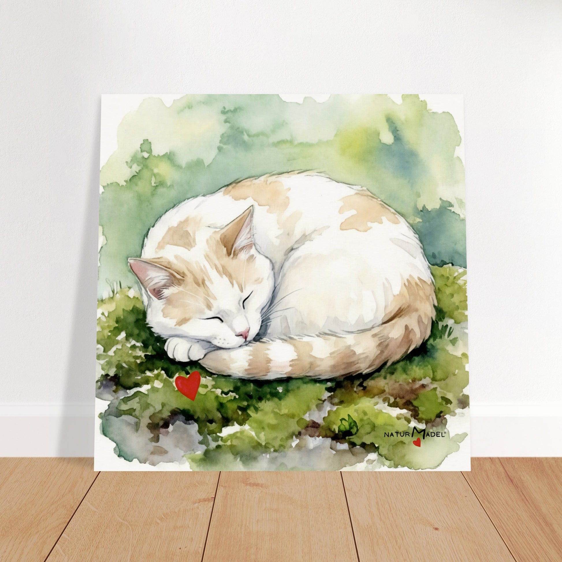 NATURMAEDEL® CREATIV DESIGN "KATER CARLO" - AQUARELL KUNST-POSTER - Museumsqualitaet 250g Premiumpapier - GLUECKSGEFÜHLE PUR - Wandbild Schlafzimmer  -  Design Verena u. Janina Boehler by VerJa.ME® - 1.20 - www.naturmaedel.shop - 