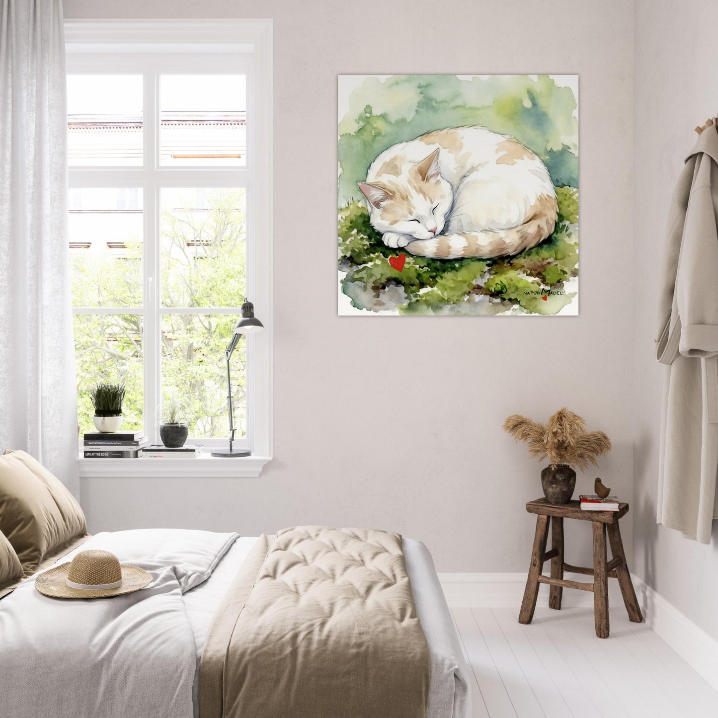 NATURMAEDEL® CREATIV DESIGN "KATER CARLO" - AQUARELL KUNST-POSTER - Museumsqualitaet 250g Premiumpapier - GLUECKSGEFÜHLE PUR - Wandbild Schlafzimmer  -  Design Verena u. Janina Boehler by VerJa.ME® - 1.22 - www.naturmaedel.shop - 
