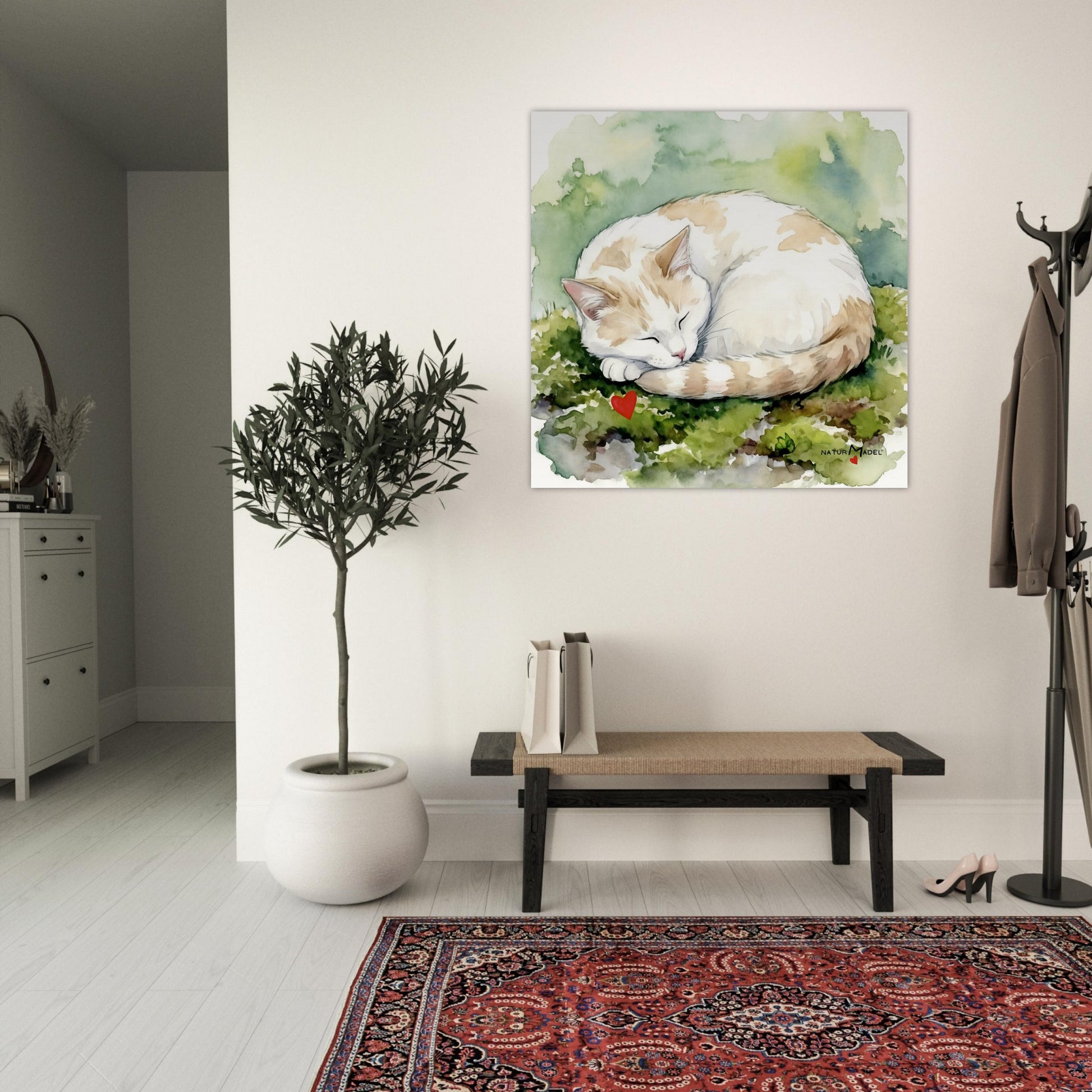NATURMAEDEL® CREATIV DESIGN "KATER CARLO" - AQUARELL KUNST-POSTER - Museumsqualitaet 250g Premiumpapier - GLUECKSGEFÜHLE PUR - Wandbild Garderobe Floor  -  Design Verena u. Janina Boehler by VerJa.ME® - 1.24 - www.naturmaedel.shop - 