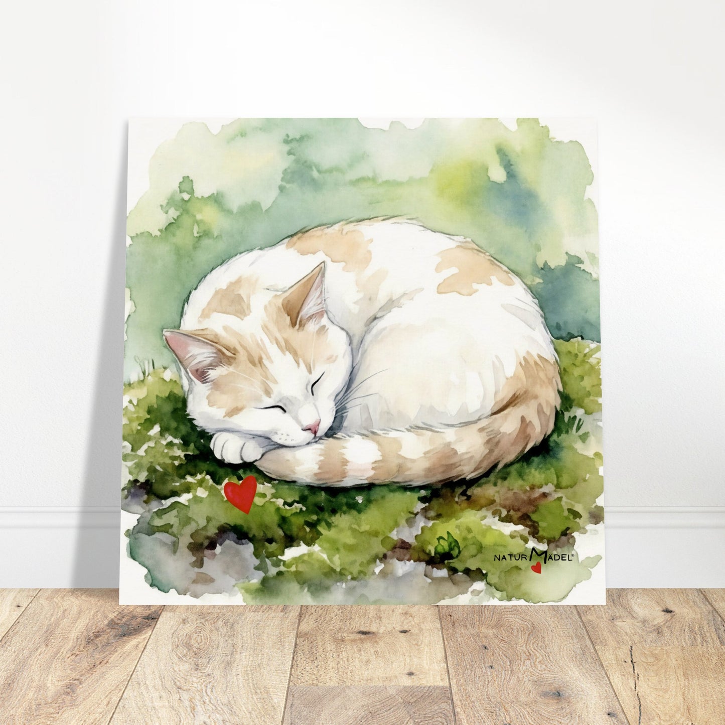 NATURMAEDEL® CREATIV DESIGN "KATER CARLO" - AQUARELL KUNST-POSTER - Museumsqualitaet 250g Premiumpapier - GLÜCKSGEFÜHLE PUR - Wandbild Schlafzimmer-  Design Verena u. Janina Boehler by VerJa.ME® - 1.5 - www.naturmaedel.shop - 