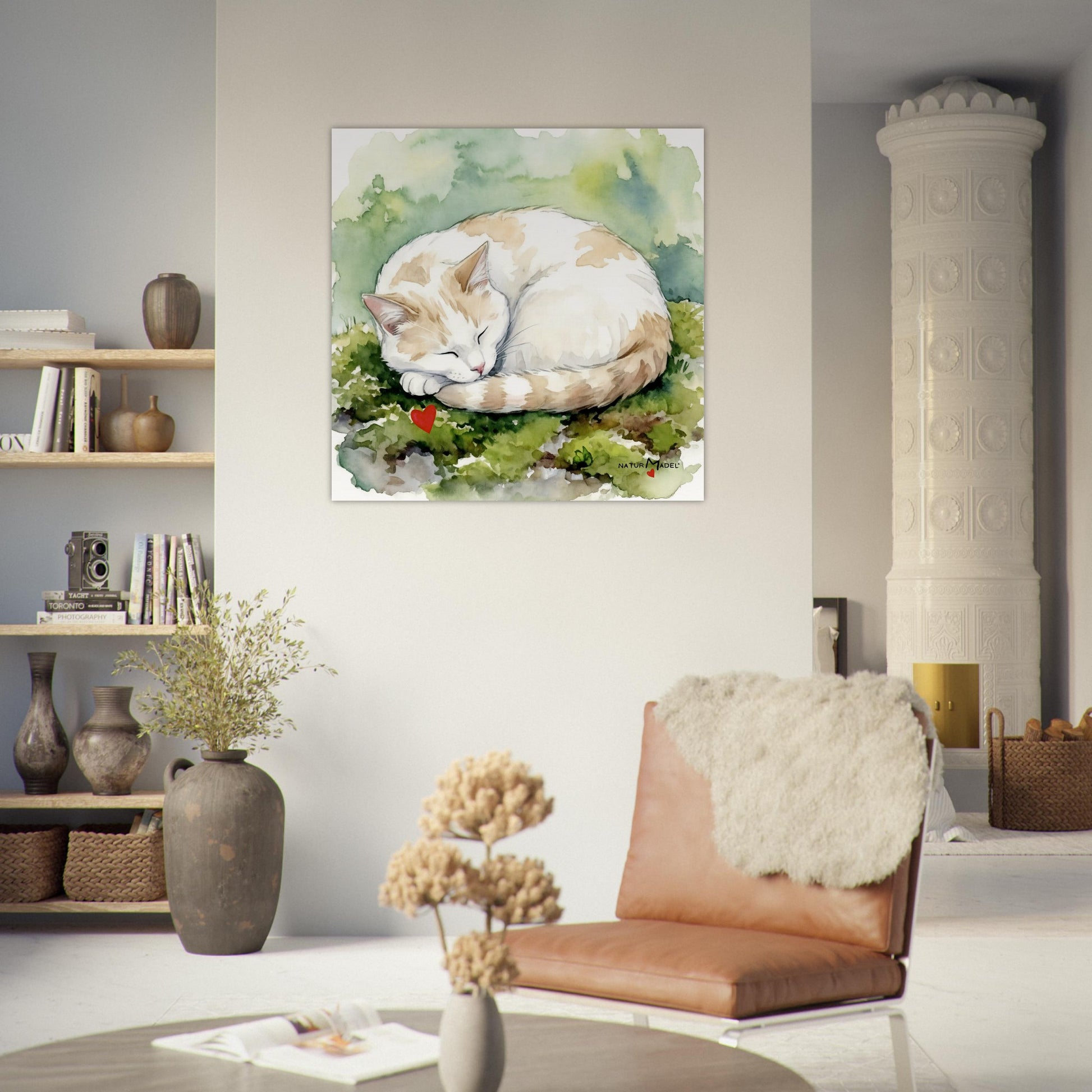 NATURMAEDEL® CREATIV DESIGN "KATER CARLO" - AQUARELL KUNST-POSTER - Museumsqualitaet 250g Premiumpapier - GLÜCKSGEFÜHLE PUR - Wandbild Wohnzimmer-  Design Verena u. Janina Boehler by VerJa.ME® - 1.8 - www.naturmaedel.shop - 