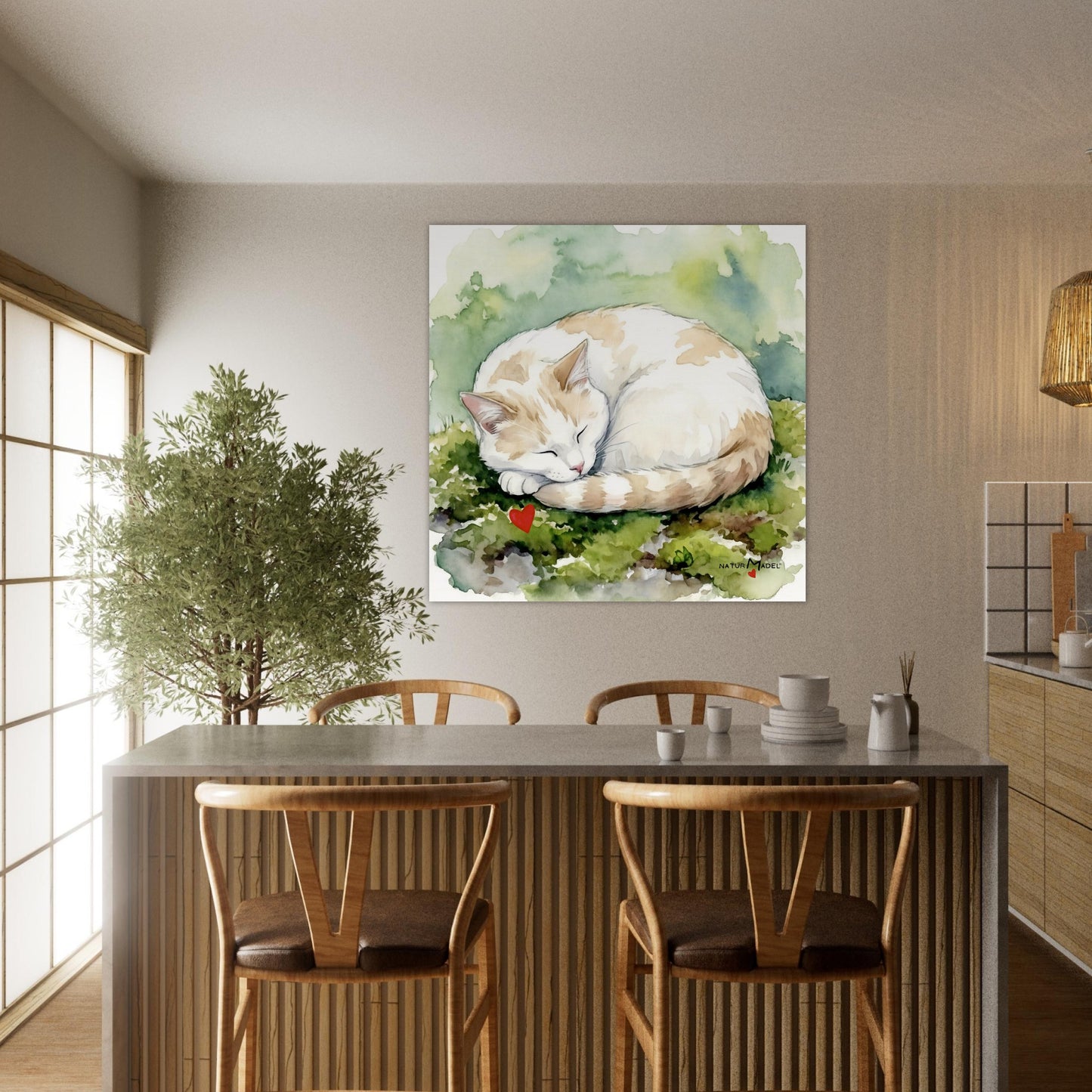NATURMAEDEL® CREATIV DESIGN "KATER CARLO" - AQUARELL KUNST-POSTER - Museumsqualitaet 250g Premiumpapier - GLÜCKSGEFÜHLE PUR - Wandbild Ess-, Wohnzimmer-  Design Verena u. Janina Boehler by VerJa.ME® - 1.9 - www.naturmaedel.shop - 