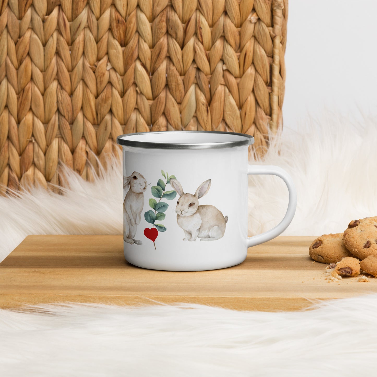 NATURMAEDEL EMAILLE MUG - BECHER - EXCLUSIVES NATURMAEDEL® TIERLIEBE AQUARELL DESIGN COLLECTION - AUFSCHRIFT TRUE LOVE MIT ROTEM AQUARELL HERZ - FRÜHLING SOMMER - 1.4 - www.naturmaedel.shop - 