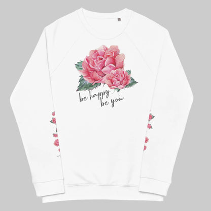 NATURMAEDEL® EXCLUSIV LOGO - AQUARELL ROSE IN LOVE DESIGN. BIO BAUMWOLLE - STYLISCHER UNISEX DAMEN RAGLAN PULLOVER, SWEATSHIRT - MOCKUP FRONT -   DESIGN VERENA U. JANINA by VerJa.ME® - 1.4 - www.naturmaedel.com - 