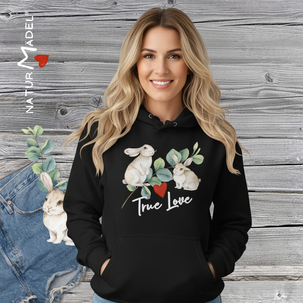 NATURMAEDEL® EXCLUSIV DESIGN NATURLIEBE TRUE LOVE  - PREMIUM ECO BIO BAUMWOLLE UNISEX HOODIE - EINZELANFERTIGUNG. EIN SYMBOL FÜR NACHHALTIGKEIT UND KOMFORT - VORDER- U. RÜCKSEITE BEDRUCKT - DESIGNED VERENA U. JANINA BOEHLER - VerJa.ME -  1.3 - www.naturmaedel.shop - 