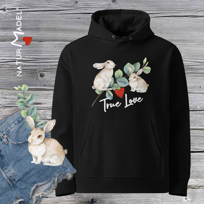 NATURMAEDEL® EXCLUSIV DESIGN NATURLIEBE TRUE LOVE  - PREMIUM ECO BIO BAUMWOLLE UNISEX HOODIE - EINZELANFERTIGUNG. EIN SYMBOL FÜR NACHHALTIGKEIT UND KOMFORT - VORDER- U. RÜCKSEITE BEDRUCKT - DESIGNED VERENA U. JANINA BOEHLER - VerJa.ME -  1.4 - www.naturmaedel.shop - 