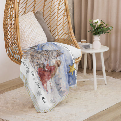 NATURMAEDEL® NEUJAHRSWUENSCHE 2026. LIMITED EDITION. EXCLUSIVE SHERPA DECKE, MIT EINZIGARTIGEM NATURMAEDEL® NEUES JAHR 2026, KRAFTTIER WOLF DESIGN. LIEBEVOLLER DESIGNERDRUCK. DESIGN VERENA U. JANINA by VerJa.ME® -  1.3 - www.naturmaedel.shop - 