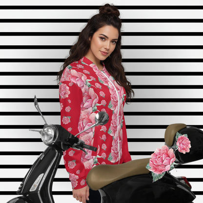 NATURMAEDEL® PREMIUM EINZIGARTIGE, UNISEX  BOMBERJACKE - EXCLUSIVES NATURMAEDEL® AQUARELL ROSE IN LOVE DESIGN by VERENA VerJa.ME® -1.3- www.naturmaedel.shop - 