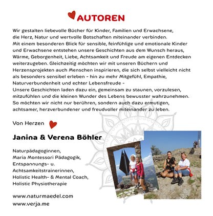 NATURMAEDEL® PREMIUM HARDCOVER FRUEHLINGS-, OSTER- BILDER- U. VORLESEBUCH AB 3 - 99 JAHREN.  94 SEITEN EDELE SEIDENMATT BESCHICHTUNG, HARDCOVER VERSION. 20x20 cm - 8x8“ ZOLL -  NATURMAEDEL HERZENSKINDER COLLECTION - DESIGN BY VERENA U. JANINA BOEHLER  - 1.17 - www.naturmaedel.shop 