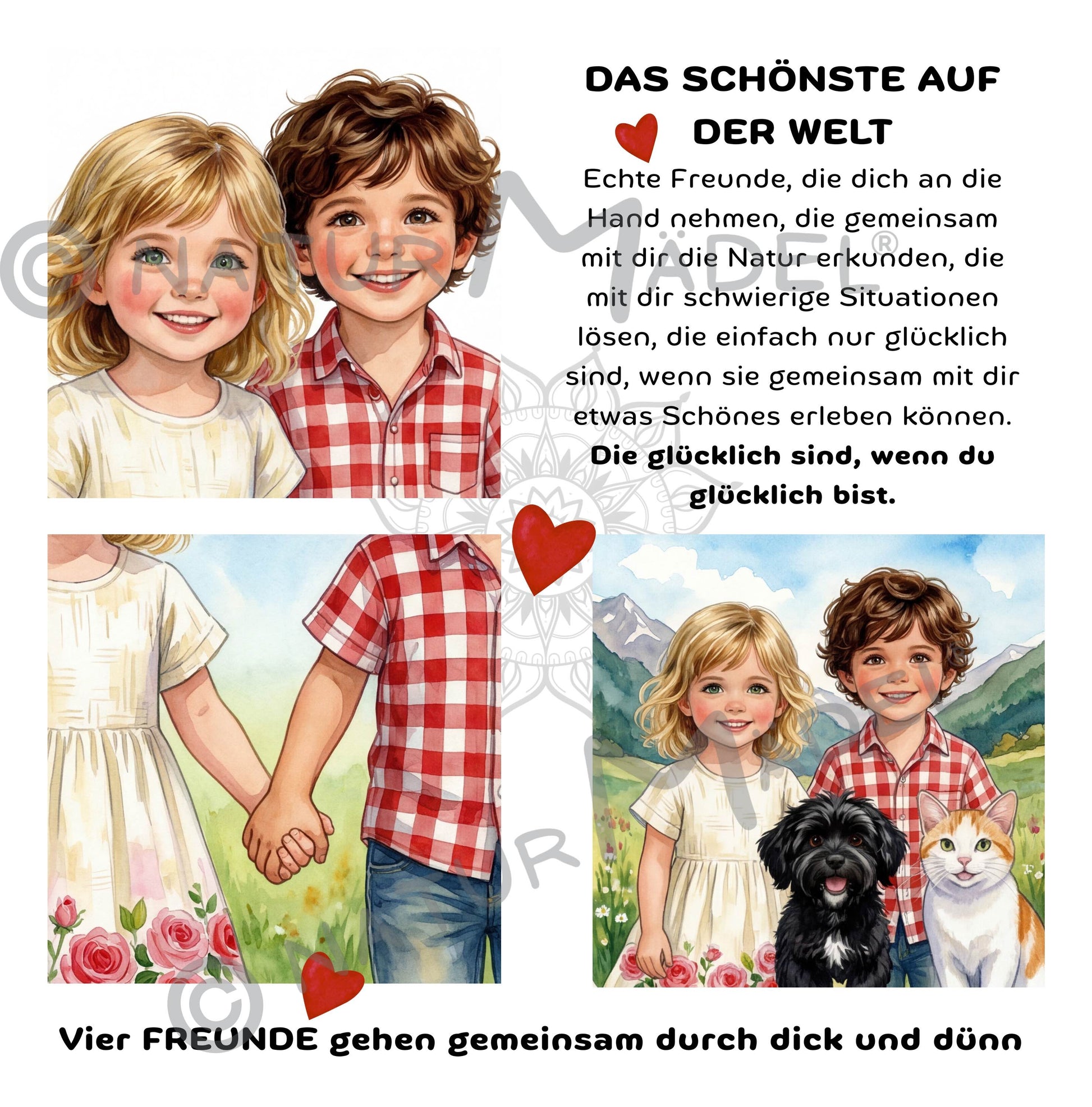 NATURMAEDEL® PREMIUM HARDCOVER FRUEHLINGS-, OSTER- BILDER- U. VORLESEBUCH AB 3 - 99 JAHREN.  94 SEITEN EDELE SEIDENMATT BESCHICHTUNG, HARDCOVER VERSION. 20x20 cm - 8x8“ ZOLL -  NATURMAEDEL HERZENSKINDER COLLECTION - DESIGN BY VERENA U. JANINA BOEHLER  - 1.20 - www.naturmaedel.shop 