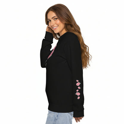 NATURMAEDEL® STYLISCHER RAGLAN DAMEN PULLOVER AUS REINER BIO BAUMWOLLE. IN BEQUEMER LOUNGEWEAR AUSFUEHRUNG. PREMIUM QUALITÄT FUER SENSIBLE HAUT. EXCLUSIV NATURMAEDEL® ROSE  IN LOVE AQUARELL. DESIGN VERENA U. JANINA by VerJa.ME® - 1.3 - www.naturmaedel.shop -  