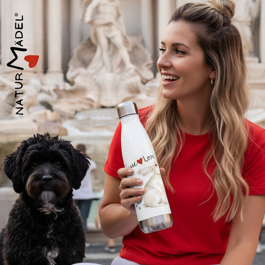 NATURMAEDEL® WAHRE LIEBE - STAINLESS STEEL EDELSTAHL DESIGNER TRINKFLASCHE – EXCLUSIV NATURMAEDEL® TIERLIEBE AQUARELL DESIGN- EDEL SCHRIFTZUG TRUE LOVE - 
DESIGNED BY VERENA U. JANINA BOEHLER - TREVI BRUNNEN -  1.0 - www.naturmaedel.shop - 
