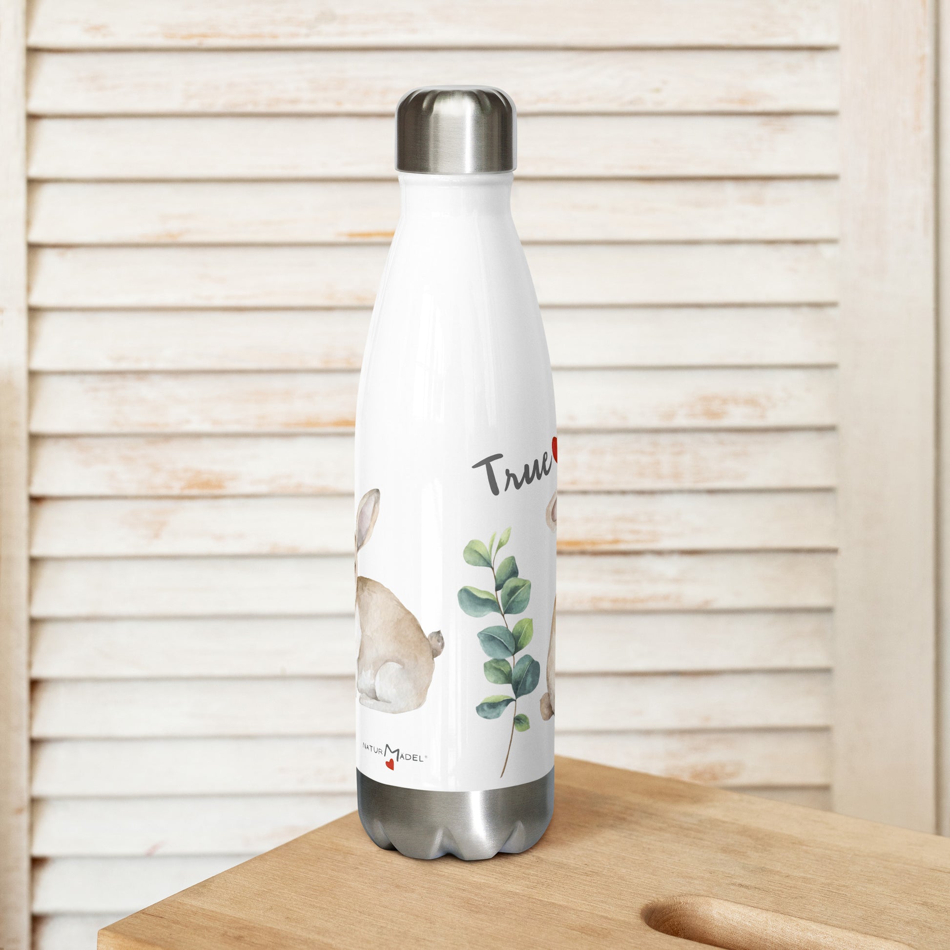 NATURMAEDEL® WAHRE LIEBE - STAINLESS STEEL EDELSTAHL DESIGNER TRINKFLASCHE – EXCLUSIV NATURMAEDEL® TIERLIEBE AQUARELL DESIGN- EDEL SCHRIFTZUG TRUE LOVE - 
DESIGNED BY VERENA U. JANINA BOEHLER - TREVI BRUNNEN -  1.5 - www.naturmaedel.shop - 

