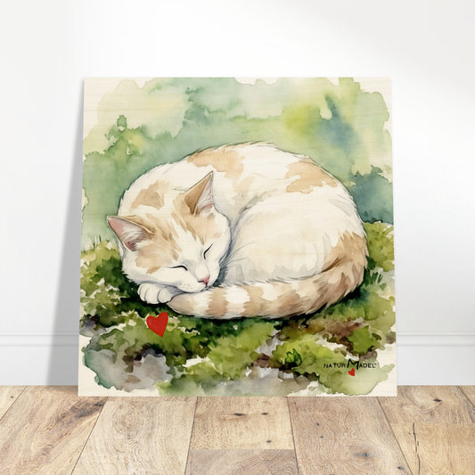 NATURMAEDEL® Wertvoller Holzdruck Wandbild „Kater Carlo“ aus WO IST MILLI? - Natürliches Birkenholz - SAMMELEDITION NATURMAEDEL® HERZENSKINDER - Design Verena u. Janina Boehler by VerJa.ME® - für Glücksmomente im Kinderzimmer - 1.0 - www.naturmaedel.shop - 