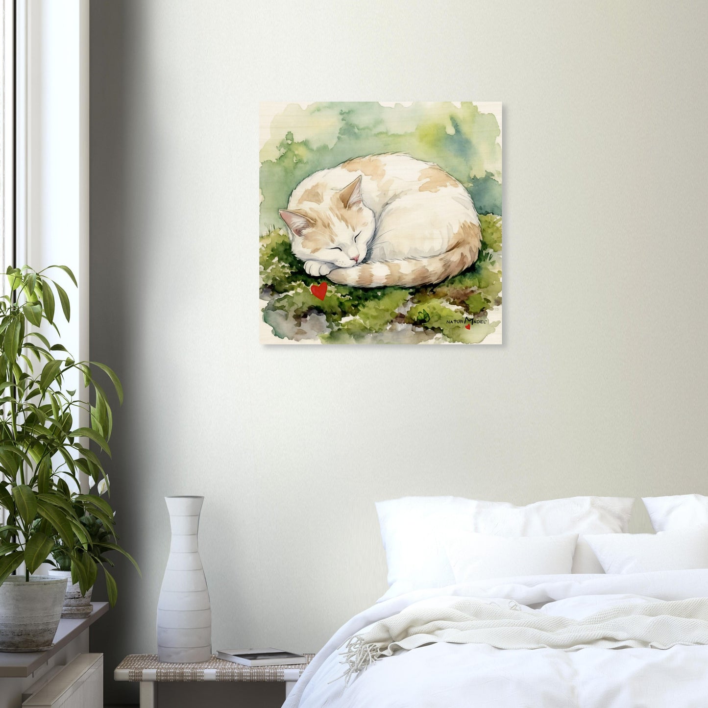 NATURMAEDEL® Wertvoller Holzdruck Wandbild „Kater Carlo“ aus WO IST MILLI? - Natürliches Birkenholz - SAMMELEDITION NATURMAEDEL® HERZENSKINDER - Design Verena u. Janina Boehler by VerJa.ME® - für Glücksmomente im Kinderzimmer - Schlafzimmer - 1.16 - www.naturmaedel.shop - 
