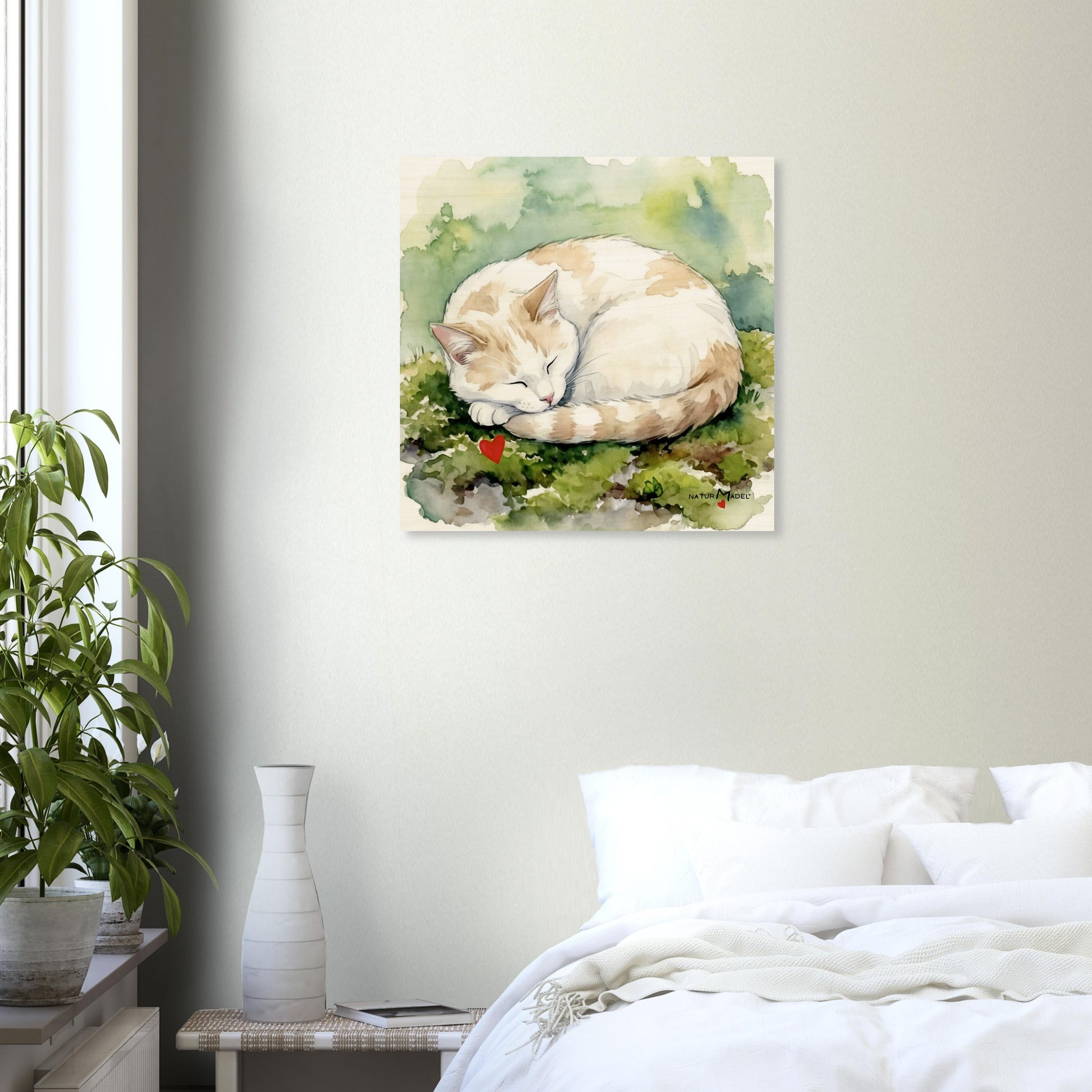 NATURMAEDEL® Wertvoller Holzdruck Wandbild „Kater Carlo“ aus WO IST MILLI? - Natürliches Birkenholz - SAMMELEDITION NATURMAEDEL® HERZENSKINDER - Design Verena u. Janina Boehler by VerJa.ME® - für Glücksmomente im Kinderzimmer - Schlafzimmer - 1.16 - www.naturmaedel.shop - 
