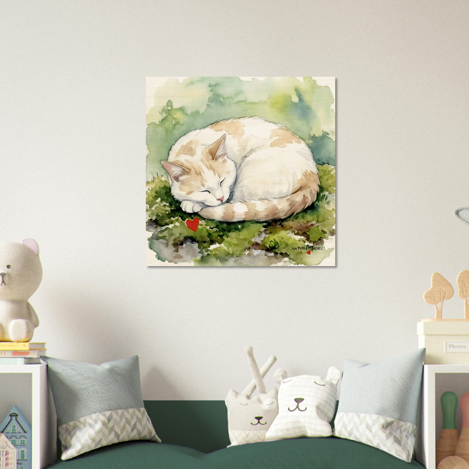 NATURMAEDEL® Wertvoller Holzdruck Wandbild „Kater Carlo“ aus WO IST MILLI? - Natürliches Birkenholz - SAMMELEDITION NATURMAEDEL® HERZENSKINDER - Design Verena u. Janina Boehler by VerJa.ME® - für Glücksmomente im Kinderzimmer - 1.1 - www.naturmaedel.shop - 