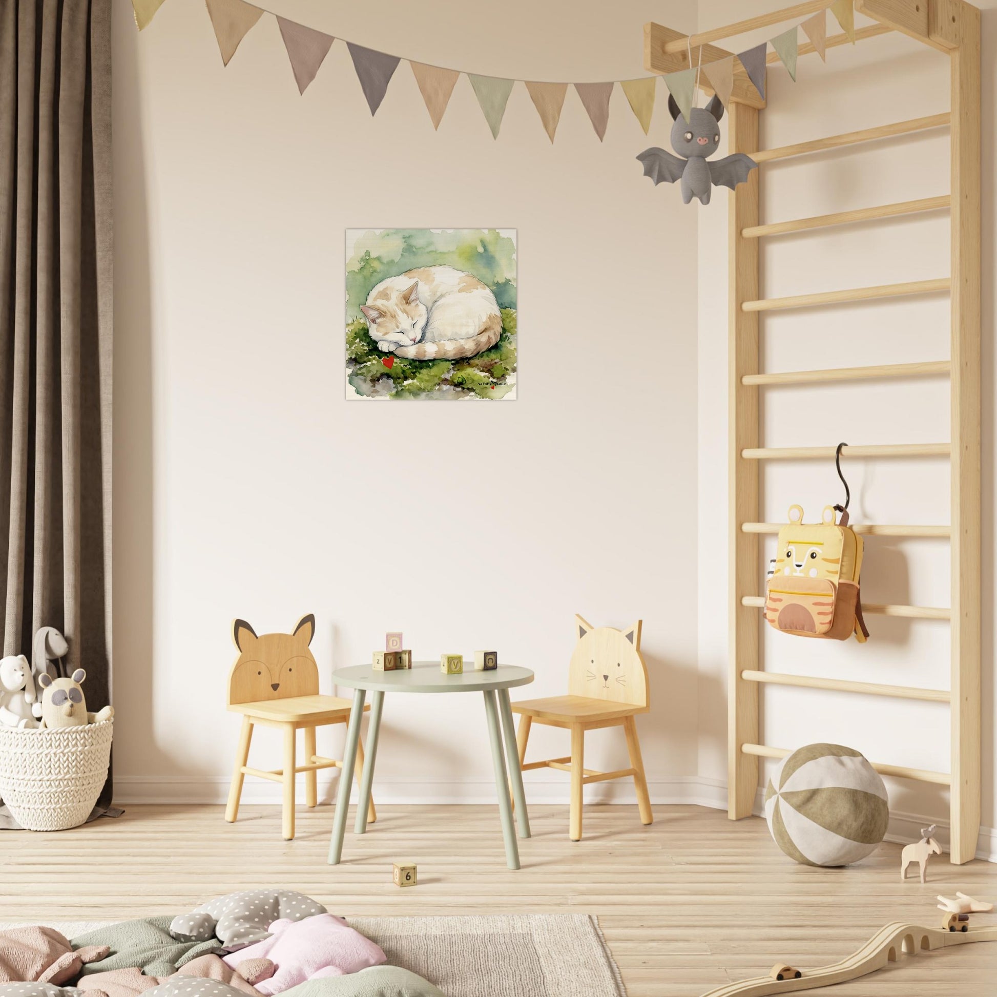 NATURMAEDEL® Wertvoller Holzdruck Wandbild „Kater Carlo“ aus WO IST MILLI? - Natürliches Birkenholz - SAMMELEDITION NATURMAEDEL® HERZENSKINDER - Design Verena u. Janina Boehler by VerJa.ME® - für Glücksmomente im Kinderzimmer - 1.4- www.naturmaedel.shop - 