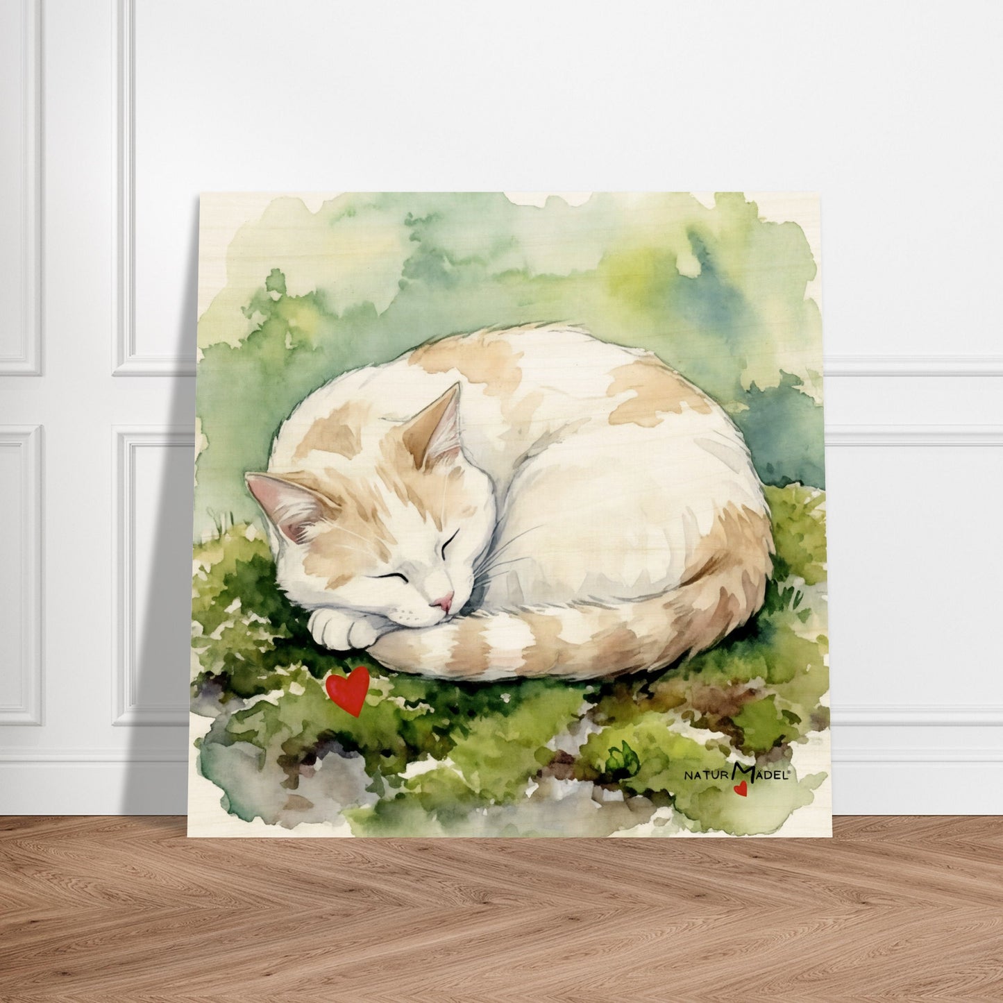 NATURMAEDEL® Wertvoller Holzdruck Wandbild „Kater Carlo“ aus WO IST MILLI? - Natürliches Birkenholz - SAMMELEDITION NATURMAEDEL® HERZENSKINDER - Design Verena u. Janina Boehler by VerJa.ME® - für Glücksmomente im Kinderzimmer - 1.7- www.naturmaedel.shop - 
