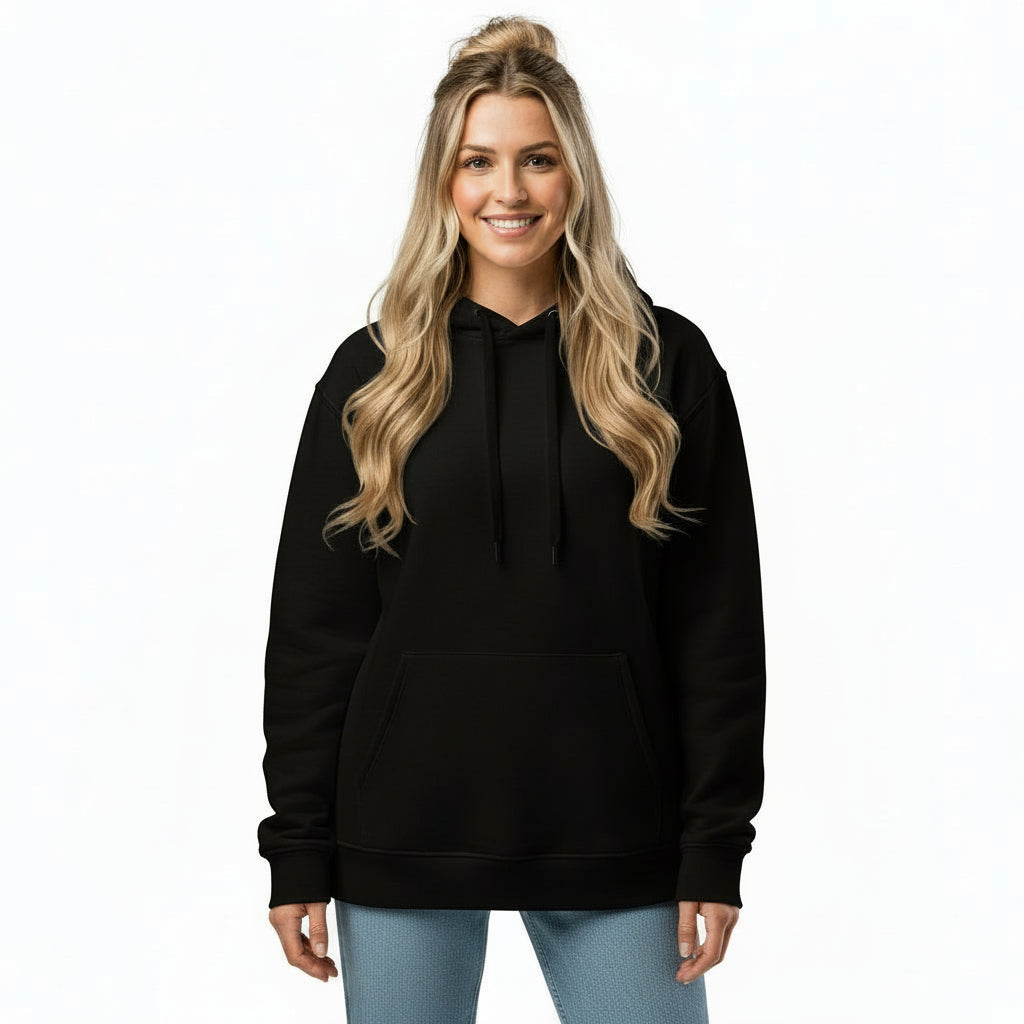 NATURMAEDEL® - UNISEX OVERSIZED HEAVXWEIGHT HOODIE - FARBE BLACK- FRONT 3  - SUPER WEICH, SUPER BEQUEM - RINGGESPONNENE BAUMWOLLE - ATMUNGSAKTIV - NATURMÄDEL® EXCLUSIV LOGO RECHTER ÄRMEL - DESIGNED VERENA by VerJa.ME® - CLASSIC BASIC - www.naturmaedel.shop - 