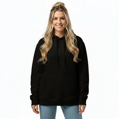 NATURMAEDEL® - UNISEX OVERSIZED HEAVXWEIGHT HOODIE - FARBE BLACK- FRONT 3  - SUPER WEICH, SUPER BEQUEM - RINGGESPONNENE BAUMWOLLE - ATMUNGSAKTIV - NATURMÄDEL® EXCLUSIV LOGO RECHTER ÄRMEL - DESIGNED VERENA by VerJa.ME® - CLASSIC BASIC - www.naturmaedel.shop - 