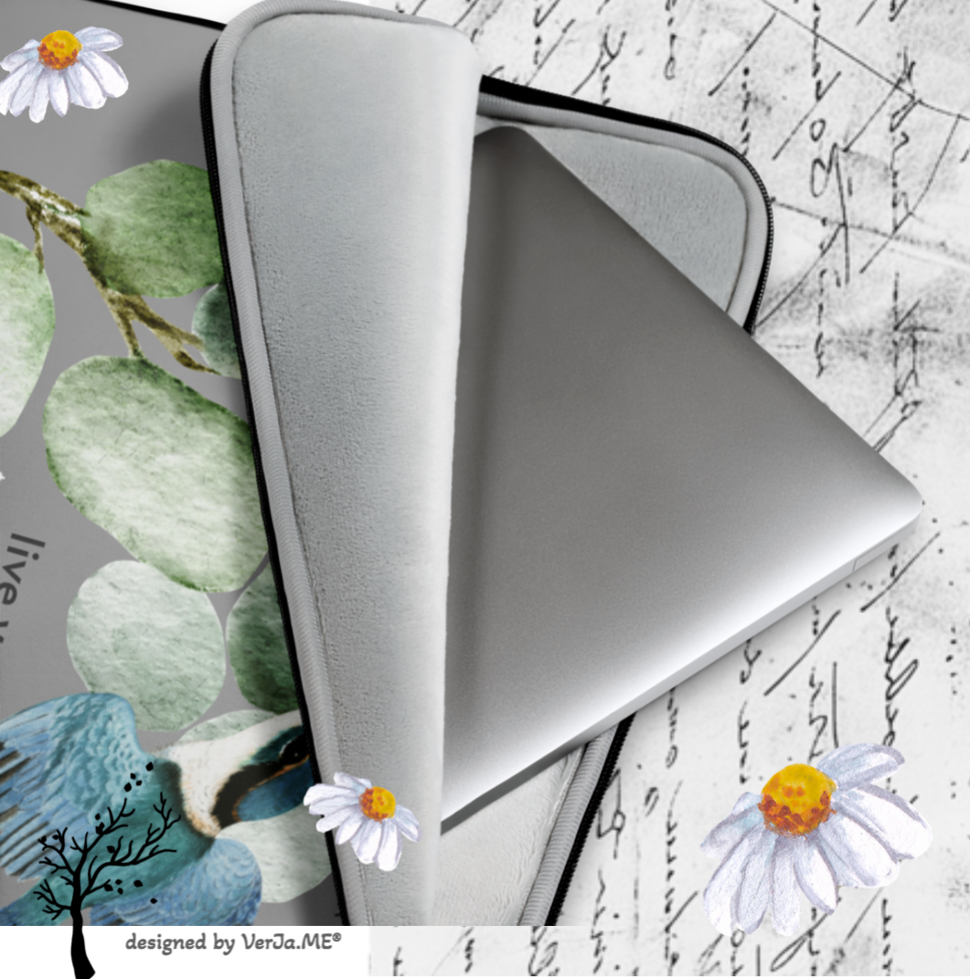 STYLISCHE MACBOOK-, LAPTOPTASCHE IM EXCLUSIVEN NATURMÄDEL® DESIGN, KOLIBRI FORTUNA.  100% Neopren. Der optimale und zuverlässige Schutz für Unterwegs. 15 ZOLL.- NATURMÄDEL® COLLECTION HAPPY SPRING - LIVE YOUR DREAMS - VOLL GEFÜTTERT -  www.naturmaedel.com - 