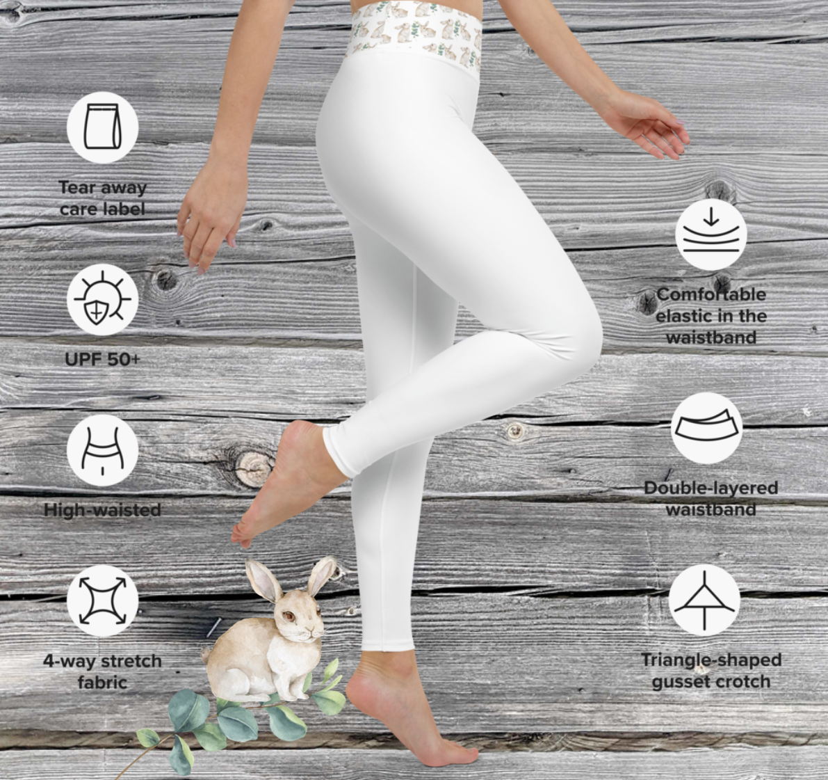 EXCLUSIVE MICROFASER, SUPER ELASTISCHE YOGA- U. FITNESS-LEGGING MIT NATURMÄDEL® TIERLIEBE AQUARELL DESIGN, www.naturmaedel.shop