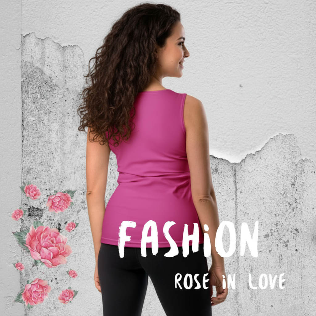 SUPER STRETCH, FIGURBETONTES, DESIGNER YOGA UND FITNESS TANK TOP. EXCLUSIVE FUNKTIONALITÄT UND BEQUEMLICHKEIT. DAS NATURMÄDEL® DESIGN ROSE IN LOVE, BE HAPPY BE YOU SORGEN FÜR LEBENSFREUDE PUR - www.naturmaedel.shop 