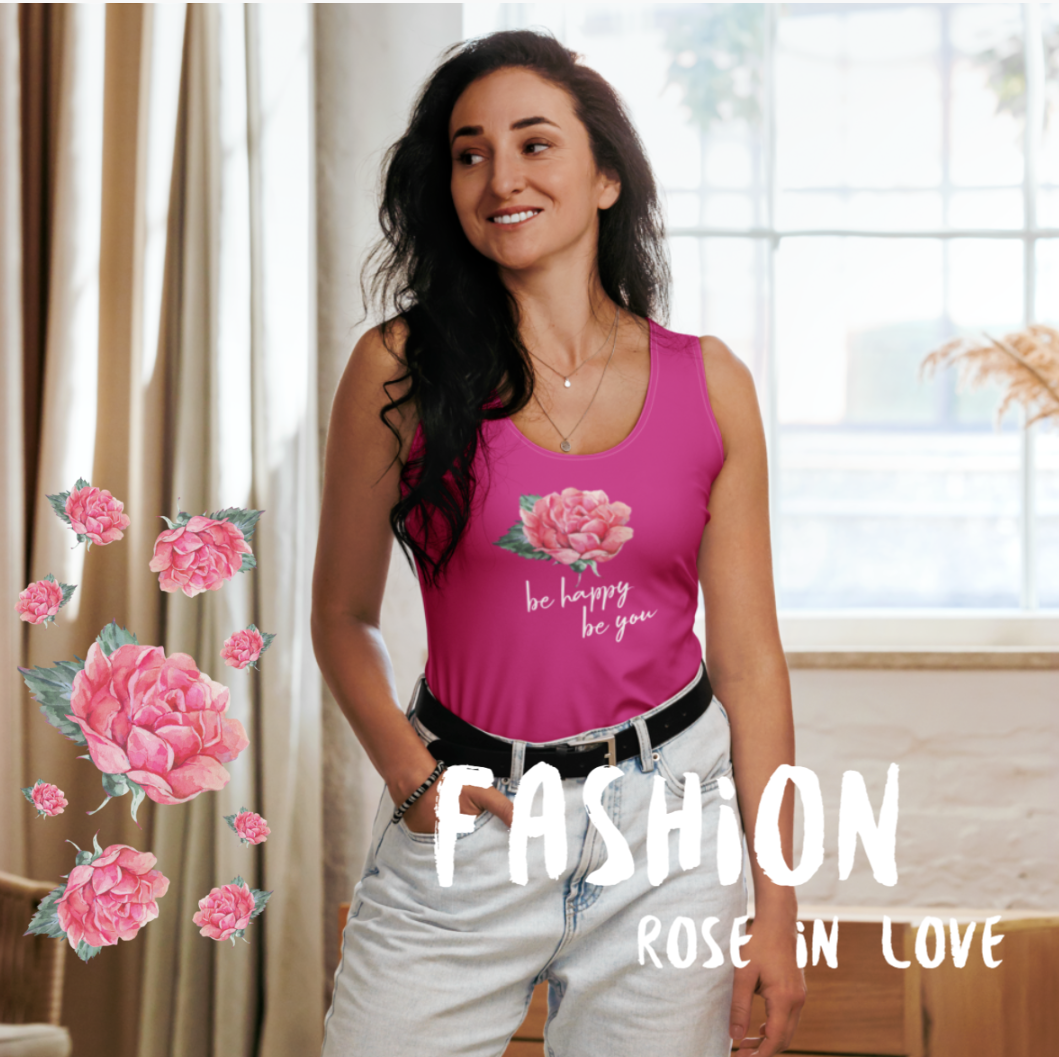 SUPER STRETCH, FIGURBETONTES, DESIGNER YOGA UND FITNESS TANK TOP. EXCLUSIVE FUNKTIONALITÄT UND BEQUEMLICHKEIT. DAS NATURMÄDEL® DESIGN ROSE IN LOVE, BE HAPPY BE YOU SORGEN FÜR LEBENSFREUDE PUR - www.naturmaedel.shop 