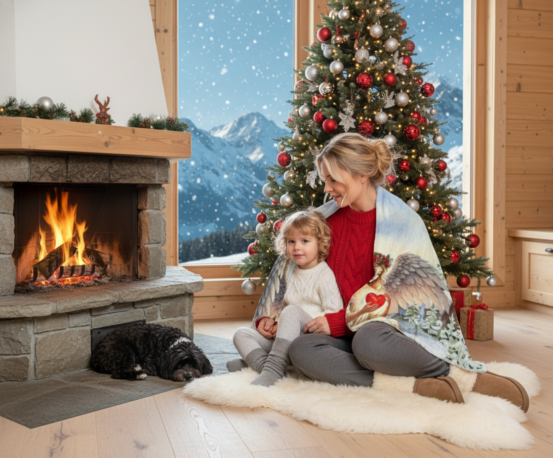 NATURMAEDEL_-WEIHNACHTSZAUBER-KUSCHELDECKE-TAGESDECKE-SCHUTZENGEL MIT HERZ-SILBERSTERNE-VORLAGEMOG6_-WALDSCHNEEHUTETEN- WEIHNACHTSGESCHENKE - www.naturmaedel.shop_ 