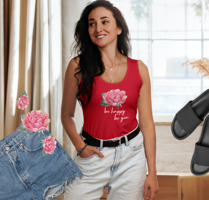 FIGURBETONTES, DESIGNER YOGA UND FITNESS TANK TOP –SUPER ELASTISCH, EXCLUSIVE FUNKTIONALITÄT UND BEQUEMLICHKEIT. DAS NATURMÄDEL® DESIGN ROSE IN LOVE, BE HAPPY BE YOU SORGEN FÜR LEBENSFREUDE PUR - www.naturmaedel.shop