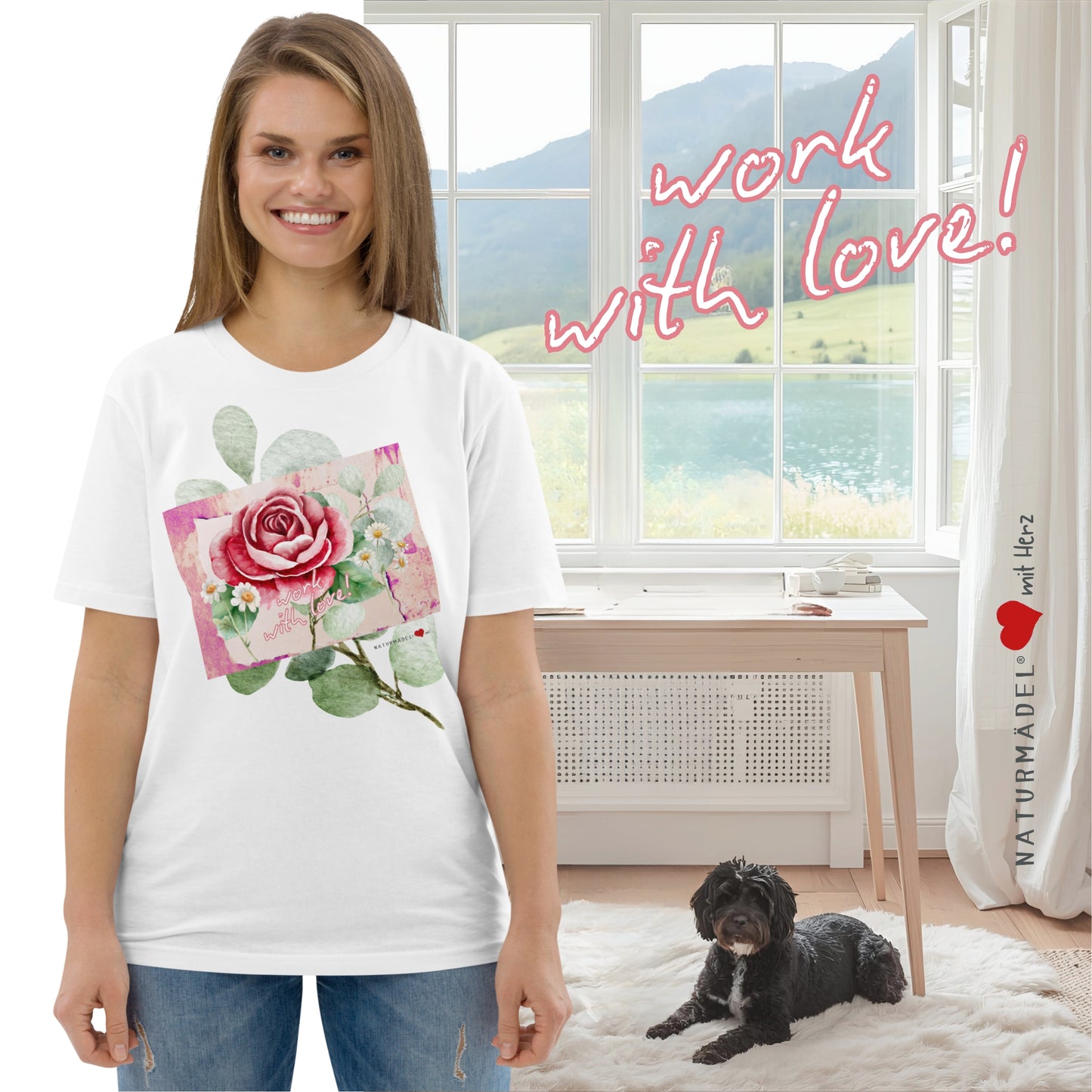 NATURMÄDEL® WORK WITH LOVE LIMITED EDITION,  UNISEX BIO BAUMWOLL MOTIVATIONS T-SHIRT - www.naturmaedel.shop - 