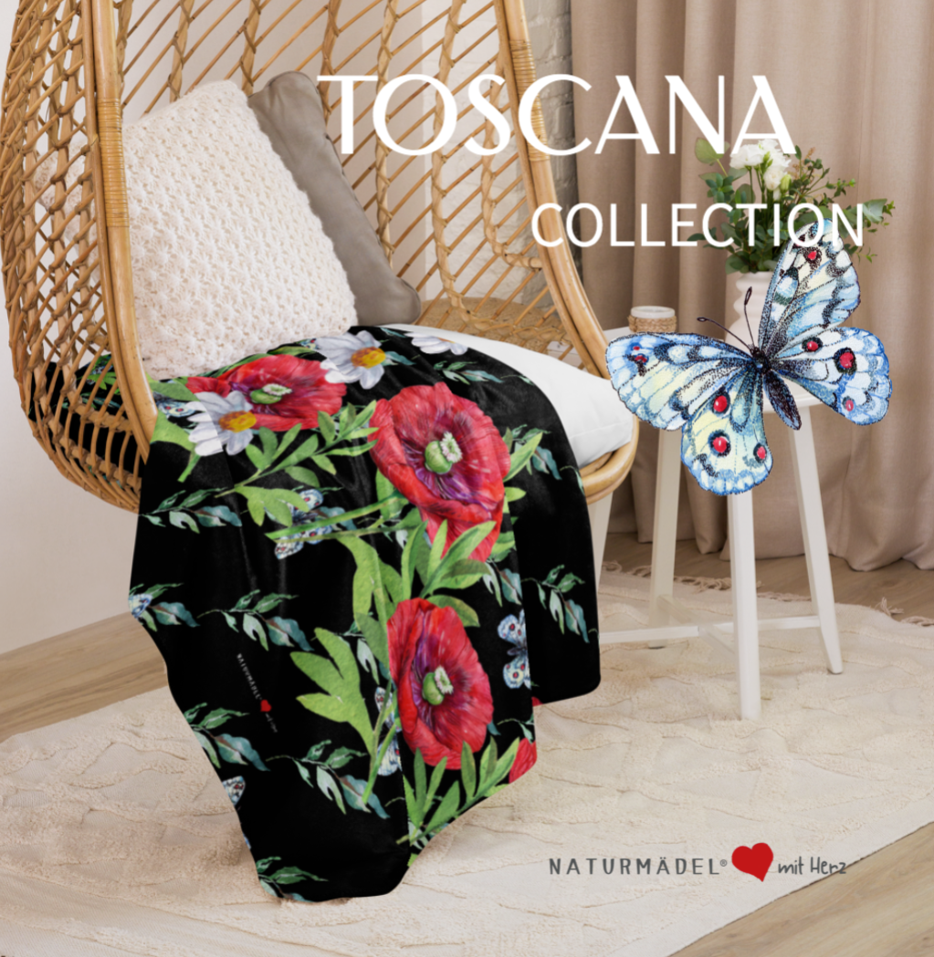 BESTSELLER MAI - EXCLUSIVE SHERPA DECKE, MIT EINZIGARTIGEM NATURMÄDEL® TOSCANA DESIGN LIEBEVOLL BEDRUCKT. KUSCHELFAKTOR GARANTIERT. www.naturmaedel.shop - 