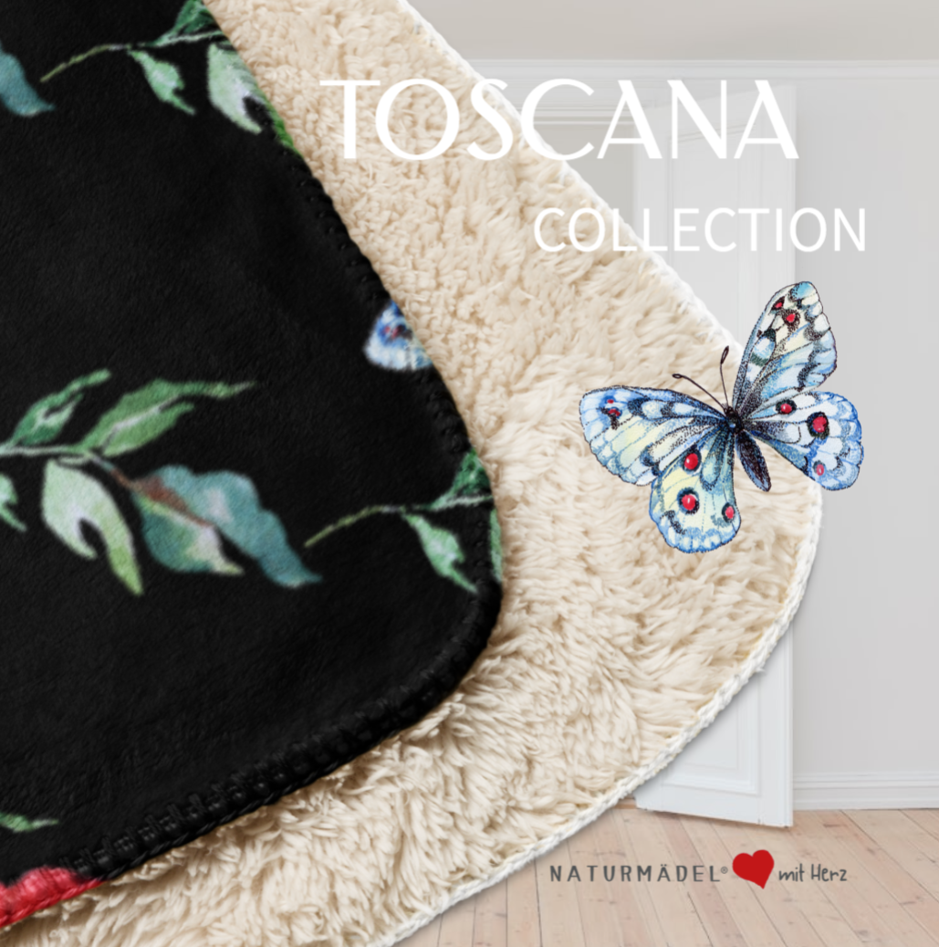 BESTSELLER MAI - EXCLUSIVE SHERPA DECKE, MIT EINZIGARTIGEM NATURMÄDEL® TOSCANA DESIGN LIEBEVOLL BEDRUCKT. KUSCHELFAKTOR GARANTIERT.