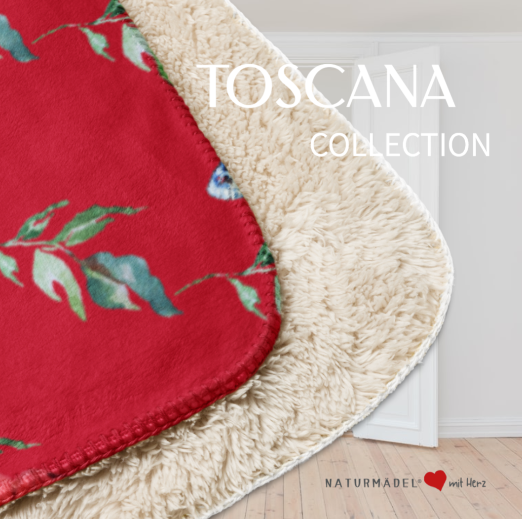 EXCLUSIVE SHERPA DECKE, MIT EINZIGARTIGEM NATURMÄDEL® TOSCANA DESIGN LIEBEVOLL BEDRUCKT. KUSCHELFAKTOR GARANTIERT. www.naturmaedel.shop 