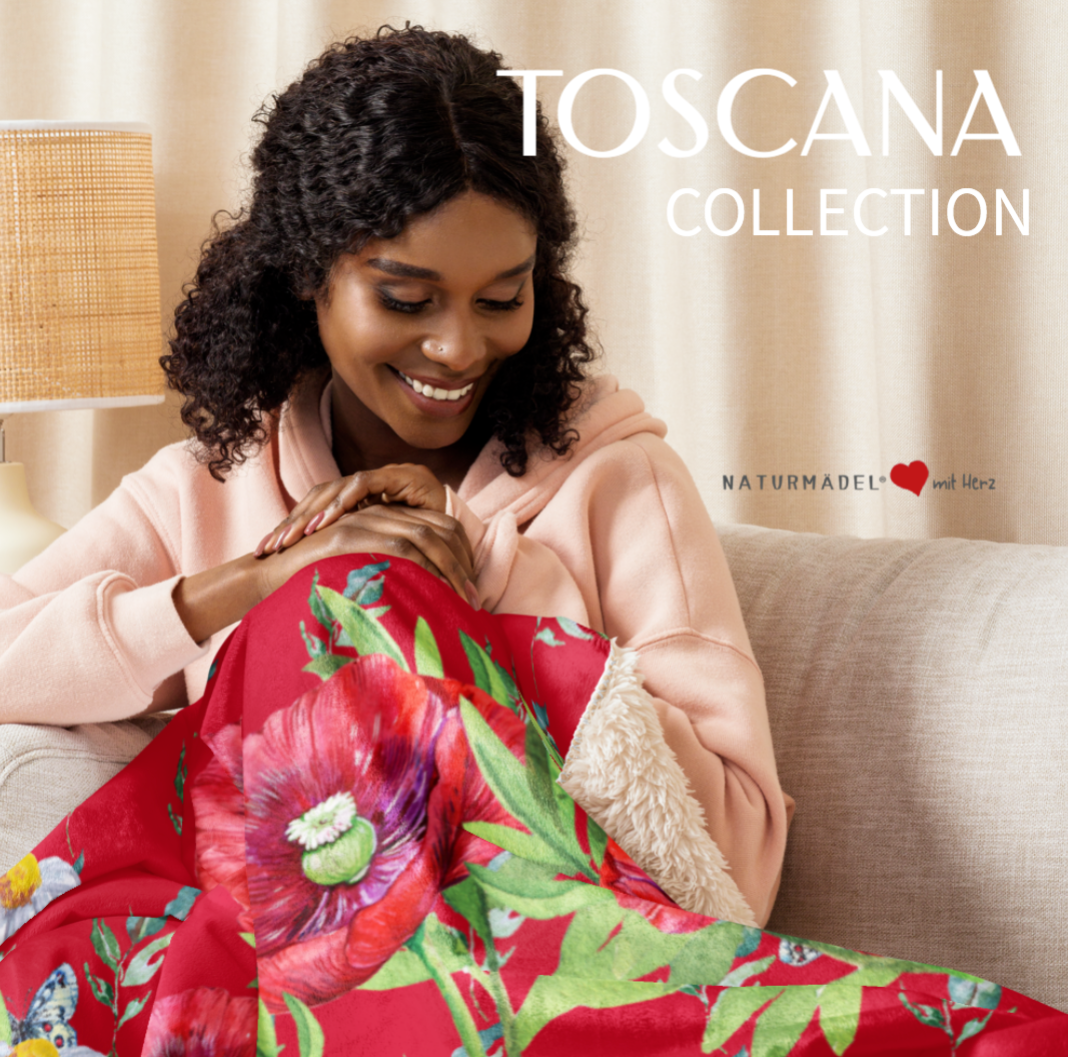 EXCLUSIVE SHERPA DECKE, MIT EINZIGARTIGEM NATURMÄDEL® TOSCANA DESIGN LIEBEVOLL BEDRUCKT. KUSCHELFAKTOR GARANTIERT. www.naturmaedel.shop 