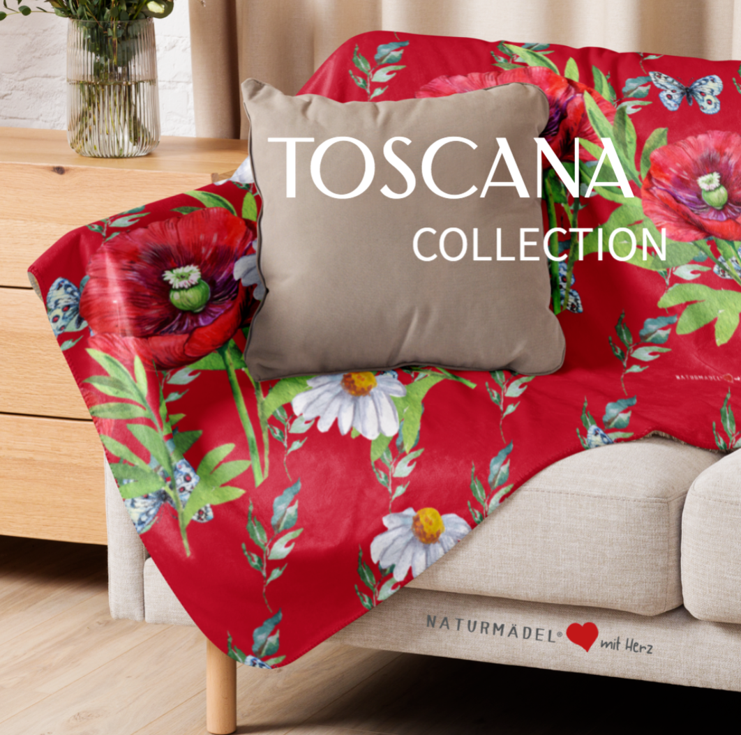 EXCLUSIVE SHERPA DECKE, MIT EINZIGARTIGEM NATURMÄDEL® TOSCANA DESIGN LIEBEVOLL BEDRUCKT. KUSCHELFAKTOR GARANTIERT. www.naturmaedel.shop 