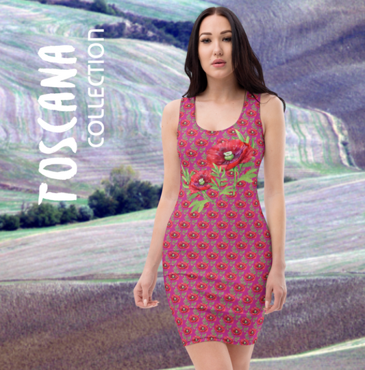 SOMMER FEELING PUR. ROMANTISCH VERSPIELTE ELEGANZ. BEQUEMES, KNITTERFREIES DESIGNER STRETCH MINIKLEID FÜR ALLE REISELUSTIGEN NATURMÄDEL`S – MIT EXCLUSIVEM NATURMÄDEL® TOSCANA DESIGN UND WUNDERSCHÖNEN LIEBEVOLL GESTALTETEN AQUARELL MOHNBLUMEN.- www.naturmaedel.shop