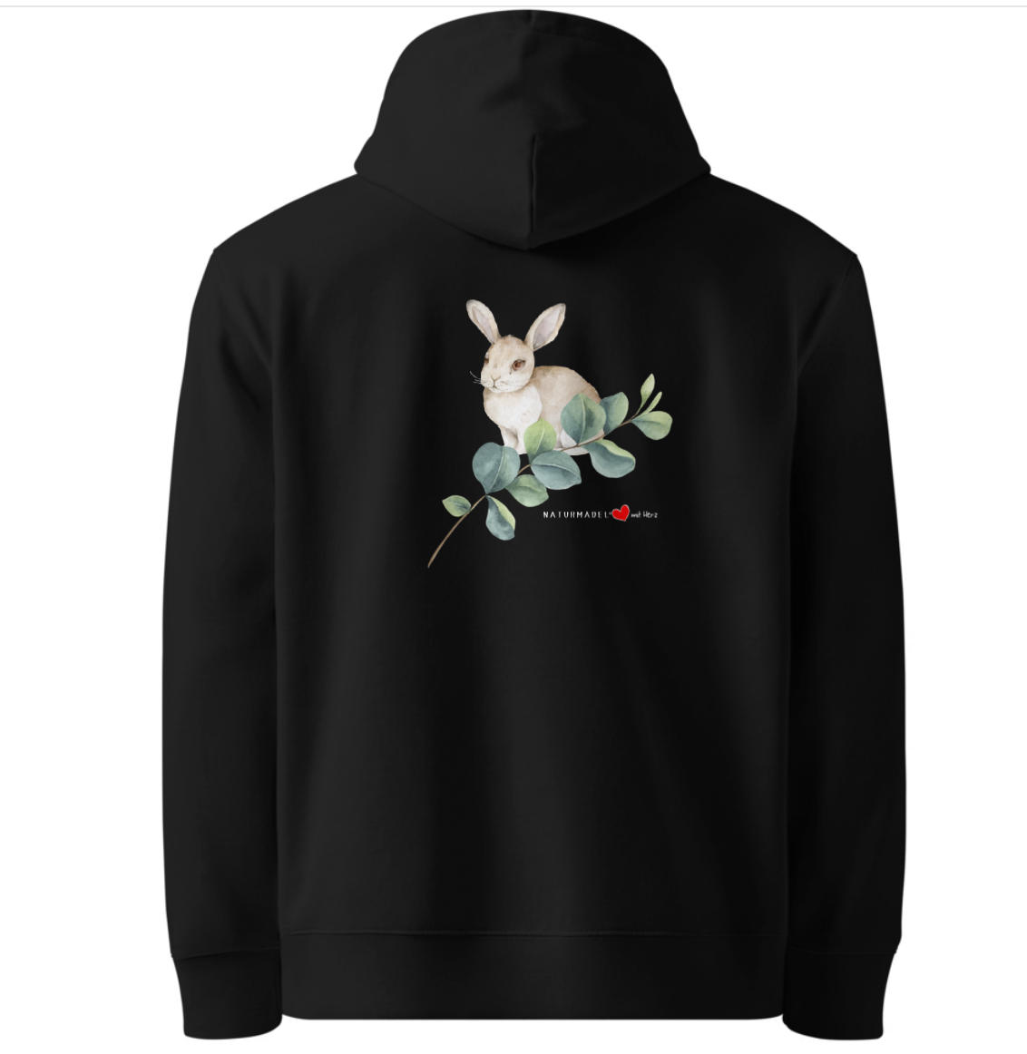 PREMIUM ECO BAUMWOLLE UNISEX HOODIE - EXCLUSIVER NATURMÄDEL® TIERLIEBE AUFDRUCK, FORNE U. HINTEN, www.naturmaedel.com