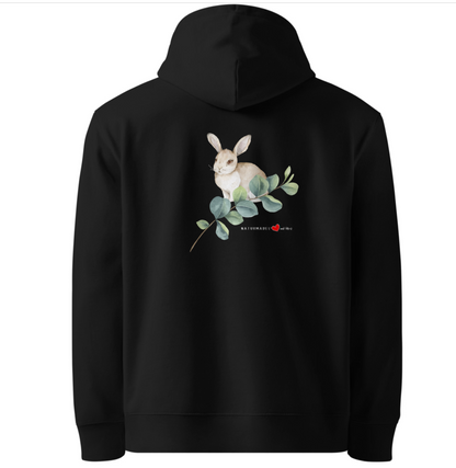 PREMIUM ECO BAUMWOLLE UNISEX HOODIE - EXCLUSIVER NATURMÄDEL® TIERLIEBE AUFDRUCK, FORNE U. HINTEN, www.naturmaedel.com