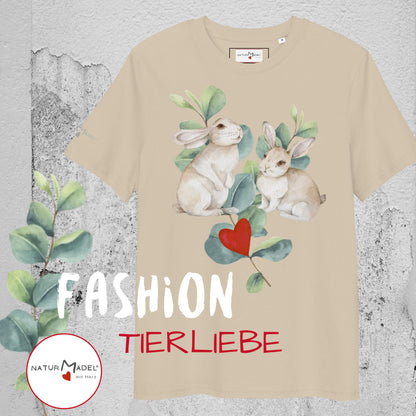 NATURMÄDEL® UNISEX ORGANIC BIO COTTON T-SHIRT KURZARM - WOHLGEFÜHL FÜR SENSIBLE HAUT.  NATURMÄDEL® TIERLIEBE AQUARELL DESIGN