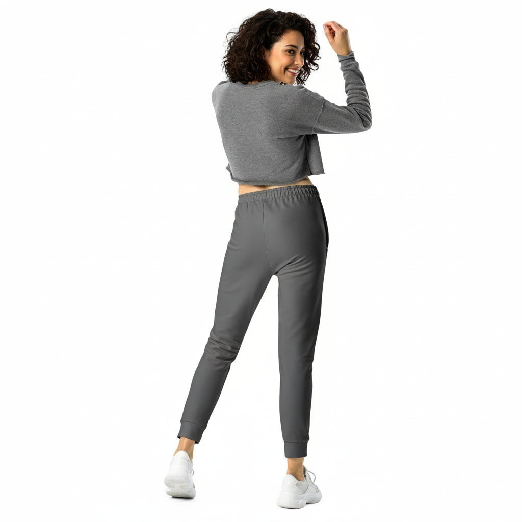 NATURMAEDEL® CLASSIC BASIC - EXCLUSIVE HIGHTECH DAMEN JOGGINGHOSE IM LOUNGEWEAR LOOK. ATMUNGSAKTIV, ELASTISCH, FIGURBETONT. FARBE GRAU. FADEN SCHWARZ 1.5 — BACK- DESIGN VERENA by VerJa.ME® - www.naturmaedel.shop - 