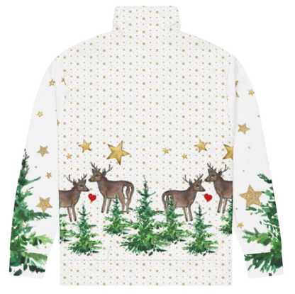 NATURMÄDEL® DESIGN TIERLIEBE. - WINTERZAUBER 2025 ,  FUNKTIONELLE, ELASTISCHE DAMEN DESIGNER FREIZEITJACKE IM EXCLUSIVEN NATURMÄDEL® AQUARELL DRUCK. DESIGN HANDMADE by VerJa.ME® - AQUARELL HIRSCHE - CREATOR V.BÖHLER – 8.1- www.naturmaedel.shop