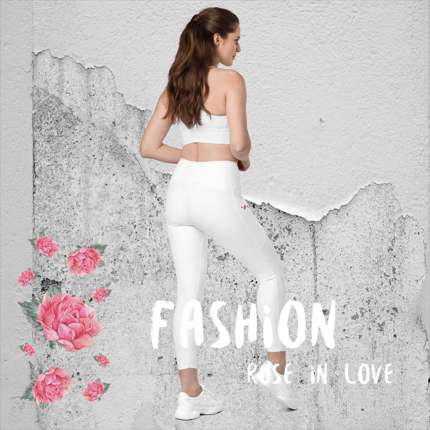 NATURMAEDEL® ROSE IN LOVE AQUARELL DESIGN. WUNDERSCHÖN, FIGURBETONT, V-BUND CROSSOVER LEGGINGS. IDEALER BEGLEITER FÜR YOGA-, FITNESS- UND ALLE FREIZEITAKTIVITÄTEN - Damen - Design Verena u. Janina by VerJa.ME®  -  1.3 - www.naturmaedel.shop - 