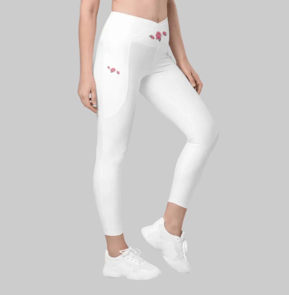 NATURMAEDEL® ROSE IN LOVE AQUARELL DESIGN. WUNDERSCHÖN, FIGURBETONT, V-BUND CROSSOVER LEGGINGS. IDEALER BEGLEITER FÜR YOGA-, FITNESS- UND ALLE FREIZEITAKTIVITÄTEN - Design Verena u. Janina by VerJa.ME® - www.naturmaedel.shop - 