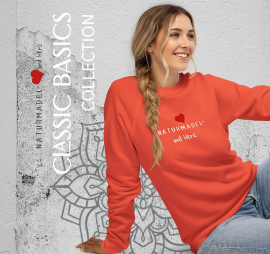 DEIN LIEBLINGSPULLOVER IN PREMIUM BIO QUALITÄT WARTET AUF DICH - NATURMÄDEL® LIEBEN DIE PREMIUMQUALITÄT UND DEN ABSOLUTEN KUSCHELEFFEKT - FRARBE ORANGE -  NATURMÄDEL MARIA - www.naturmaedel.shop - 