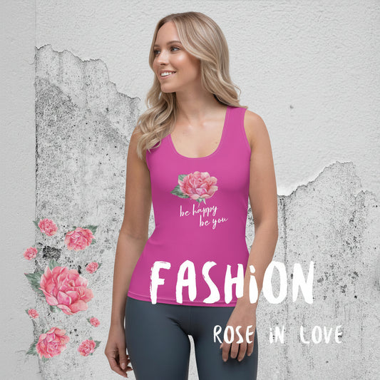 SUPER STRETCH, FIGURBETONTES, DESIGNER YOGA UND FITNESS TANK TOP. EXCLUSIVE FUNKTIONALITÄT UND BEQUEMLICHKEIT. DAS NATURMÄDEL® DESIGN ROSE IN LOVE, BE HAPPY BE YOU SORGEN FÜR LEBENSFREUDE PUR - www.naturmaedel.shop -